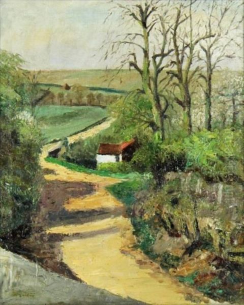 Auvers, La Maison Au Bord Del'oise Oil Painting by Emilio Boggio