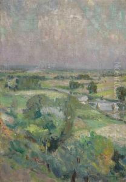 Vallee De L'oise Vue Des Hauteurs De Chaponval Oil Painting by Emilio Boggio