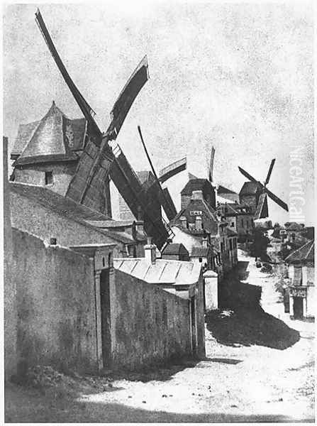 Windmills at Montmartre, c. 1870 Oil Painting by Hippolyte Bayard