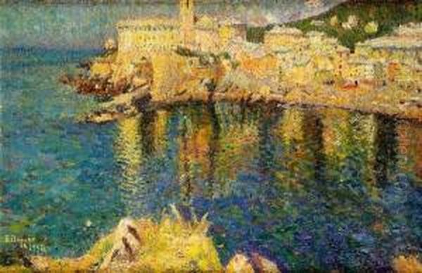 Le Port De Nervi (proche De Genes) Oil Painting by Emilio Boggio