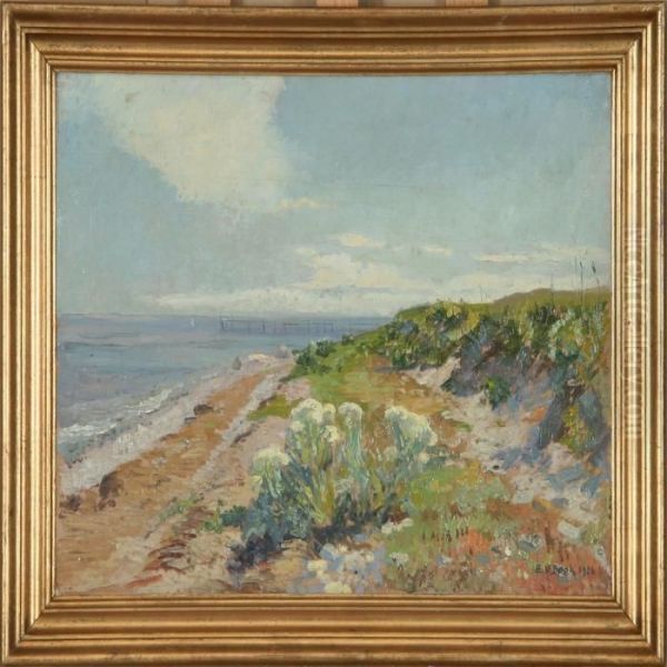 A Sunny Coastal Scenery Oil Painting by Einar Vilhelm Bogh