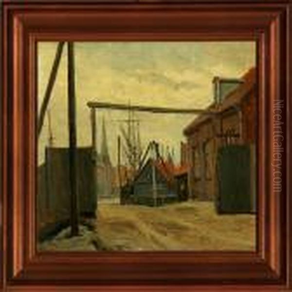 Street Scenery From Christianshavn Oil Painting by Einar Vilhelm Bogh