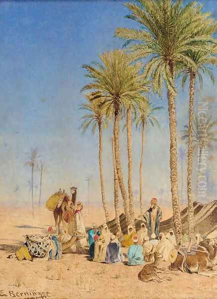 A desert encampment Oil Painting by Edmund Berninger