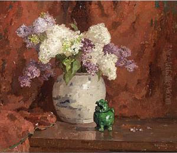 A Flower Still Life With Chinese Vase Oil Painting by Hermanus Charles Christiaan Bogman