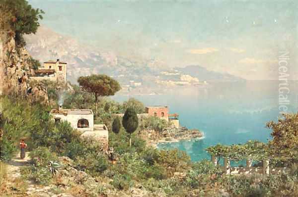 Coast of Amalfi Oil Painting by Edmund Berninger