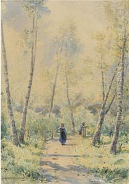 Pathway At Pokrovskoe-glebovo Oil Painting by Aleksei Petrovich Bogolyubov