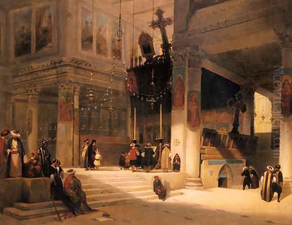 Followers Inside An Eastern Church Oil Painting by Fabius Germain Brest