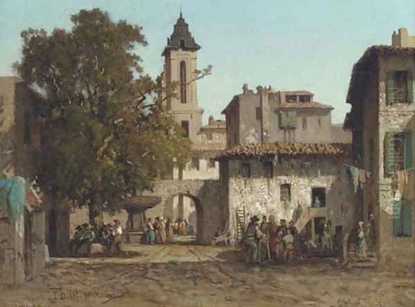 The town square Oil Painting by Fabius Germain Brest