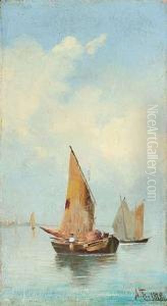 Sailing Ships During A Calm. Oil Painting by Aleksei Petrovich Bogolyubov