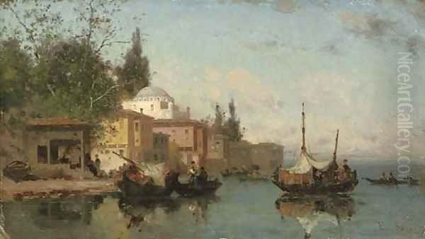 On the shores of the Bosphorus Oil Painting by Fabius Germain Brest