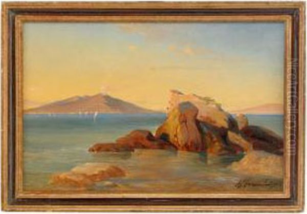 Plein Air Sketch Of The Italian Coast Oil Painting by Aleksei Petrovich Bogolyubov