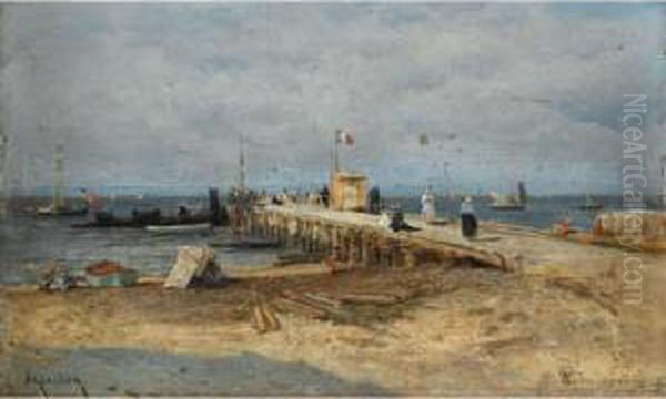 The Pier, Arcachon Oil Painting by Aleksei Petrovich Bogolyubov