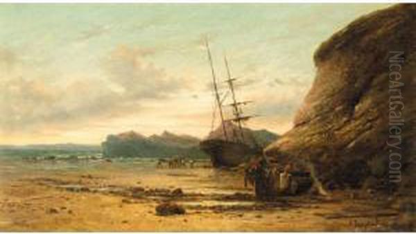 Coastal Scene, Normandy, Veules Oil Painting by Aleksei Petrovich Bogolyubov