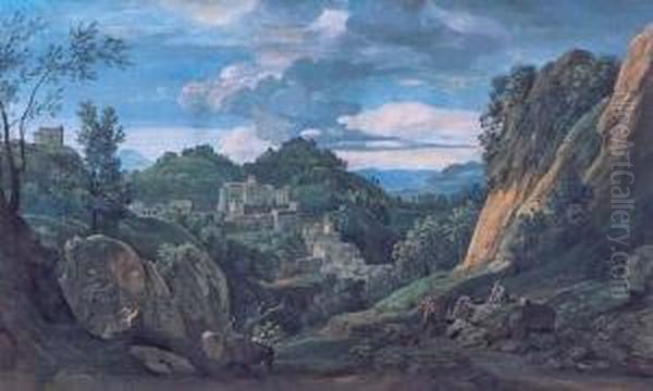 Vue De San Vito, Pres De Subiaco Oil Painting by Nicolas-Didier Boguet