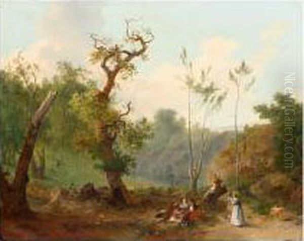 Scene Galante A L'oree D'un Bois Oil Painting by Nicolas-Didier Boguet