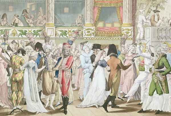 Costume Ball at the Opera (after 1800) Oil Painting by Jean Francois Bosio