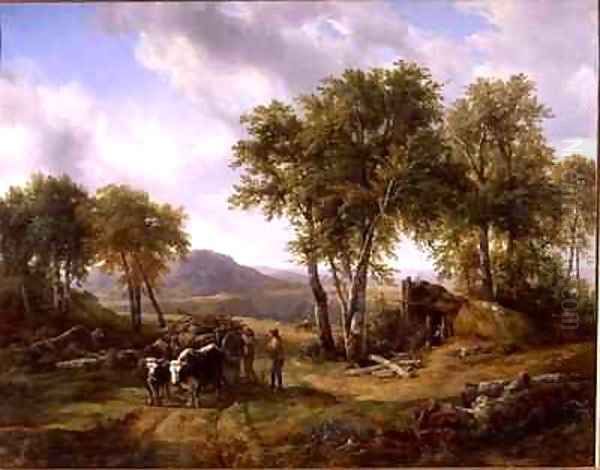 Woodcutters Leaving the Forest at Millau Oil Painting by Jacques-Raymond Brascassat