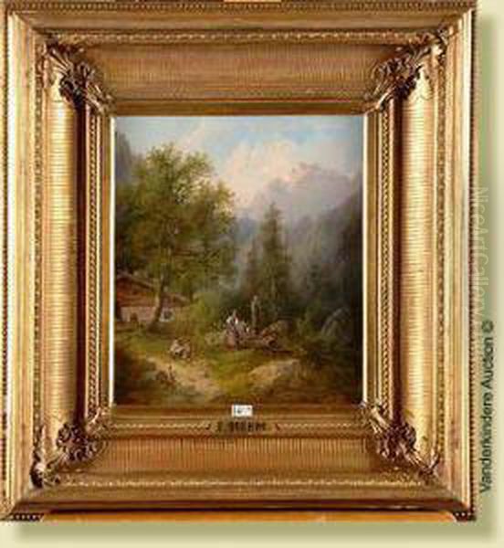 Paysage Montagneux Anime Oil Painting by Eduard Boehm