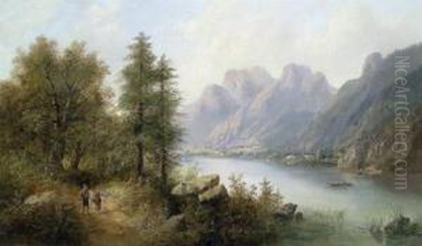 Landschaft Mit Figurlicher Staffage Oil Painting by Eduard Boehm