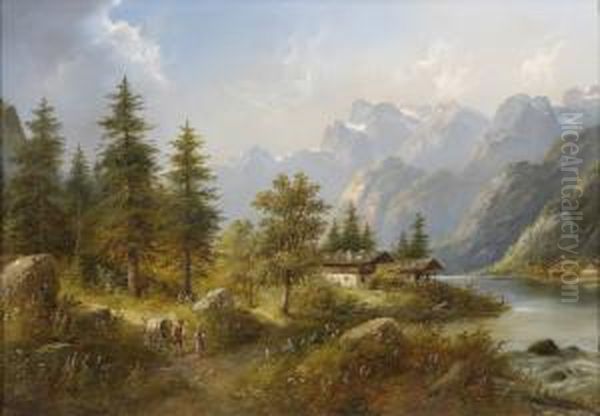 Begegnung Am Waldesrand. Oil Painting by Eduard Boehm