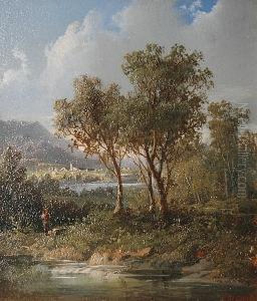 An Austrian Landscape Oil Painting by Eduard Boehm