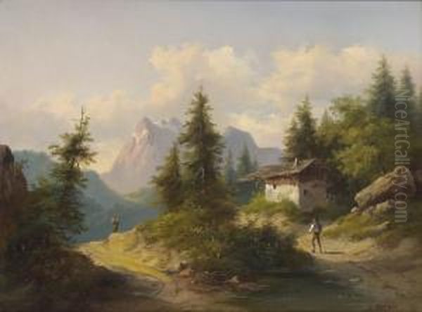 Auf Der Alm. Oil Painting by Eduard Boehm