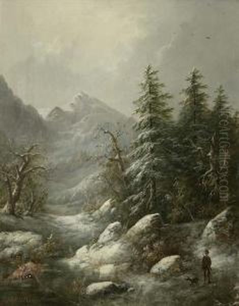 Romantische Alpenlandschaft Oil Painting by Eduard Boehm