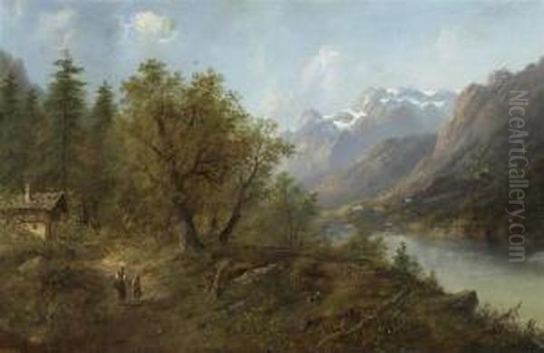 Landschaft Am Urnersee. Oil Painting by Eduard Boehm