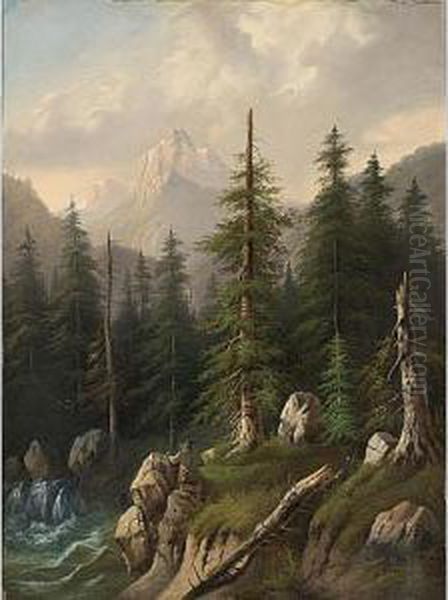 Gebirgslandschaft Aus Tirol Oil Painting by Eduard Boehm