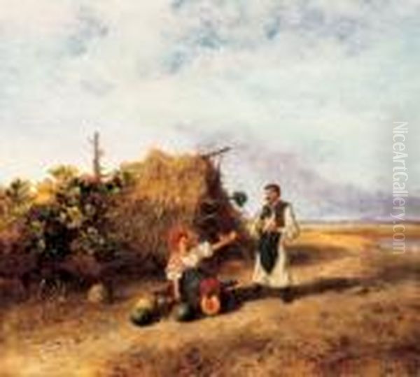 Courting Oil Painting by Pal Bohm