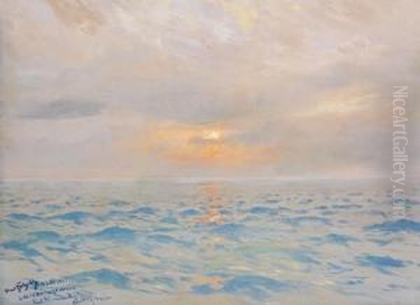 Erstemitternachtssonne Uber Dem Nordlicheneismeer Oil Painting by Hans Bohrdt