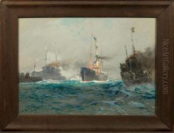 Heimkehrendekriegsschiffe Der Kaiserlichen Marine Oil Painting by Hans Bohrdt