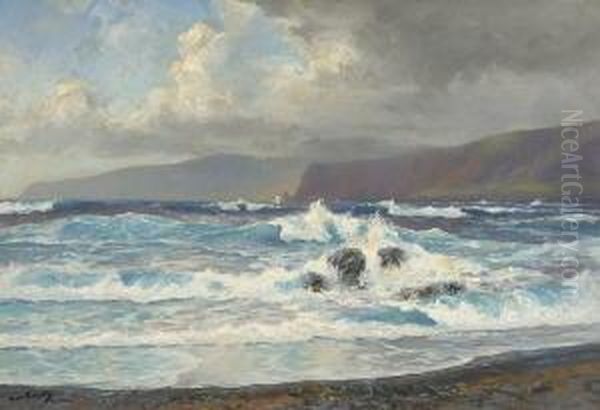 Meeresbrandung Auf
 Teneriffa. Oil Painting by Hans Bohrdt