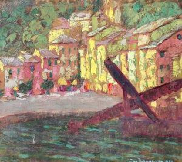 W Porcie Portofino Al Mare, 1933 R. Oil Painting by Jan Bohuszewicz