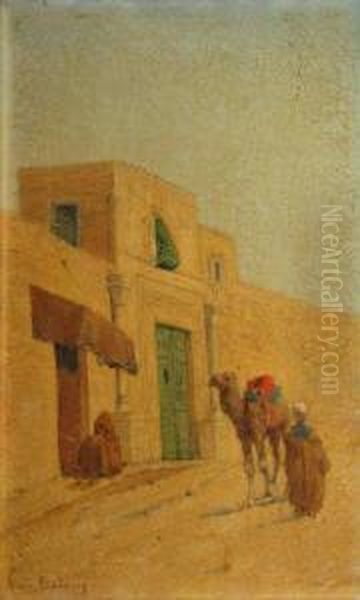 Porte Orientale Et Chamelier Oil Painting by Emile Boivin