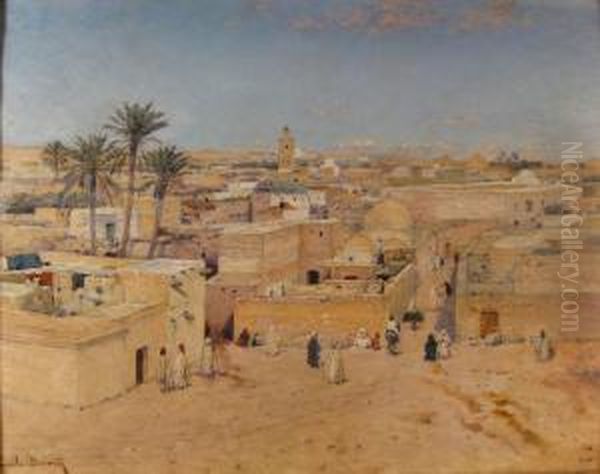 Orientalist Urban Landscape Oil Painting by Emile Boivin