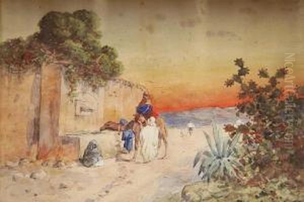 Watering The Camel Oil Painting by Emile Boivin