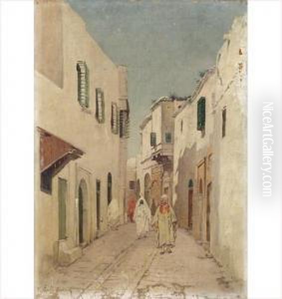 Rue Tourbet-el-bey (tunis) Oil Painting by Emile Boivin