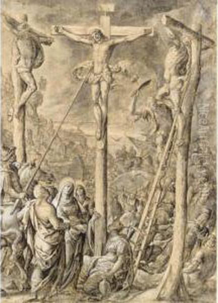 The Crucifixion Oil Painting by Hans Bol