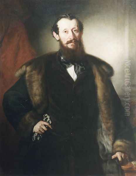 Ferfi kepmas, 1850 Oil Painting by Jozsef Borsos