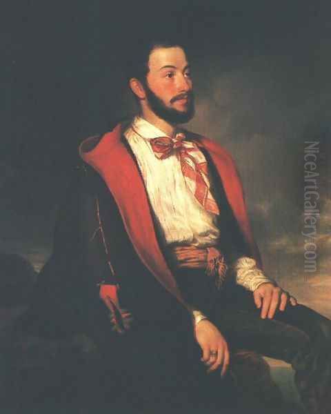 Hegedus Kristof arckepe, 1844 Oil Painting by Jozsef Borsos