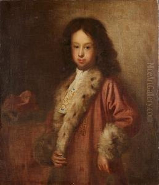 Portrait Of A Young Man, 
Three-quarter-length, In A Pink Fur-trimmed Coat And A White Embroidered
 Cravat Oil Painting by Sebastiano Bombelli