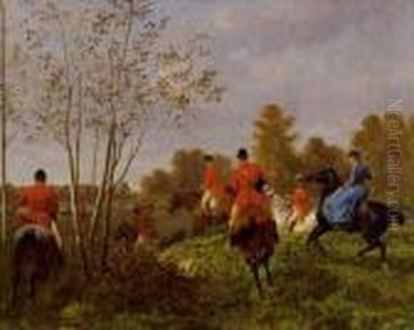 Chasse A Courre Oil Painting by Charles Bombled