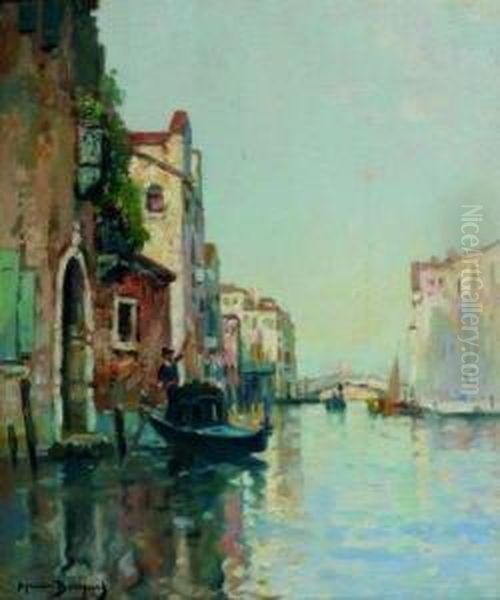 Canal A Venise Oil Painting by Maurice Bompard