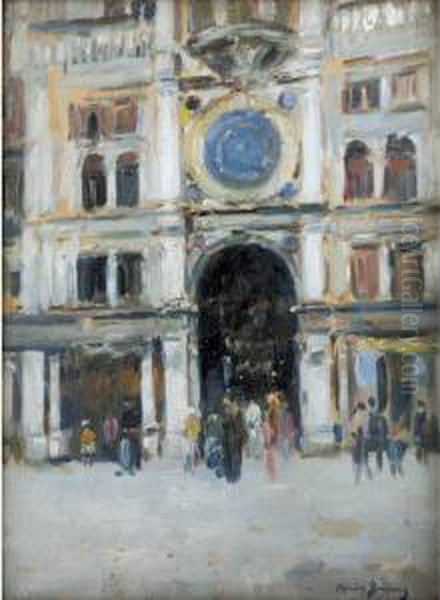 Clock Tower, Piazza Di San Marco, Venice Oil Painting by Maurice Bompard