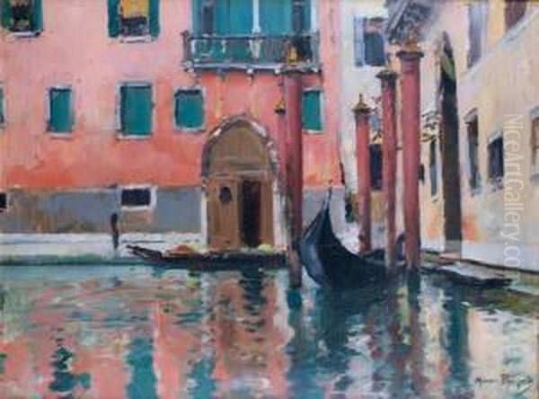 Canal A Venise Oil Painting by Maurice Bompard