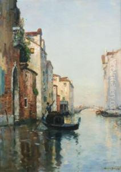 Canal A Venise Oil Painting by Maurice Bompard