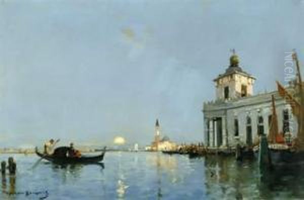 La Dogana A Venise Oil Painting by Maurice Bompard