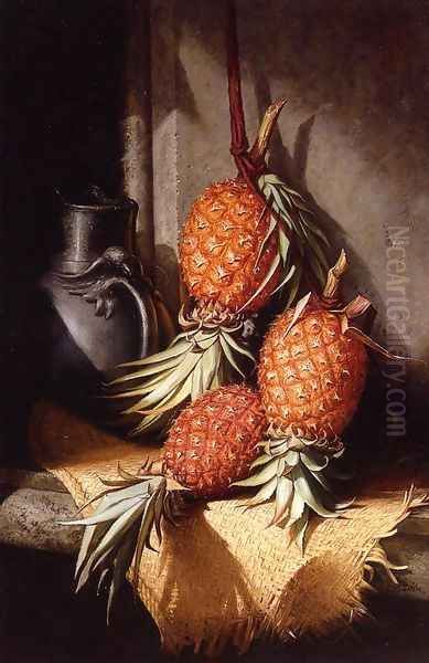 Pineapples Oil Painting by Frederick S. Batcheller