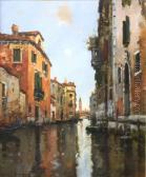 Entrance To A Canal In Venice Oil Painting by Maurice Bompard